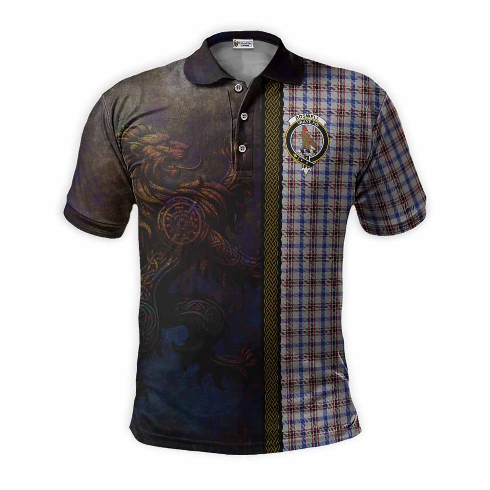 Tartan Vibes Clothing Boswell Tartan Family Crest Polo Shirt Alba Gu Brath Be Brave Lion Ancient Style