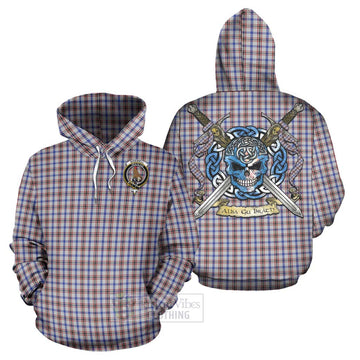 Boswell Tartan Hoodie with Family Crest Celtic Skull Style Zip Hoodie - Tartan Vibes Clothing