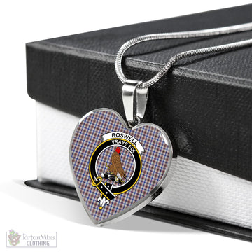Boswell Tartan Heart Necklace with Family Crest Luxury Necklace (Silver) No - Tartan Vibes Clothing