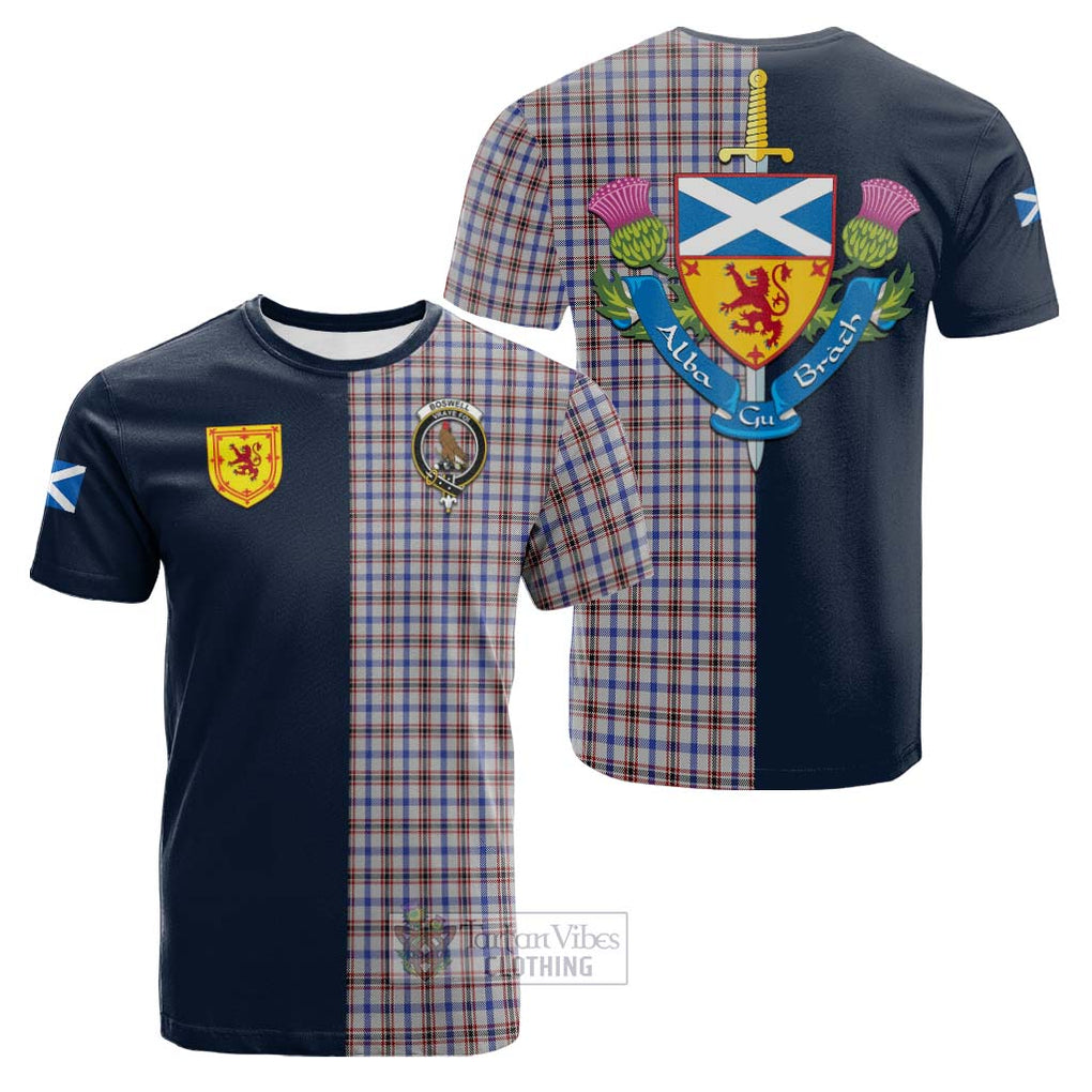 Boswell Tartan Cotton T-shirt Alba with Scottish Lion Royal Arm Half Style Kid's Shirt - Tartan Vibes Clothing