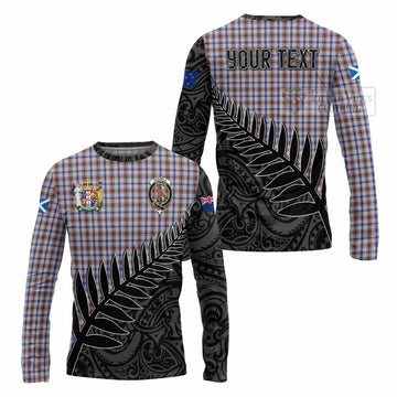 Boswell Crest Tartan Long Sleeve T-Shirt with New Zealand Silver Fern Half Style Unisex - Tartan Vibes Clothing