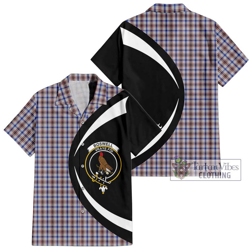 Boswell Tartan Hawaiian Shirt with Family Crest Circle Style Kid - Tartan Vibes Clothing