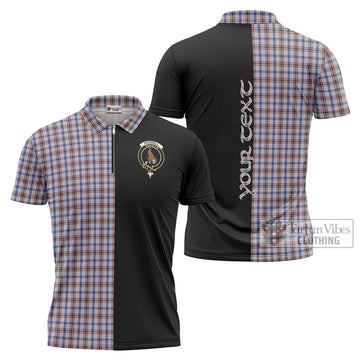 Boswell Tartan Zipper Polo Shirt with Family Crest and Half Of Me Style Unisex - Tartan Vibes Clothing