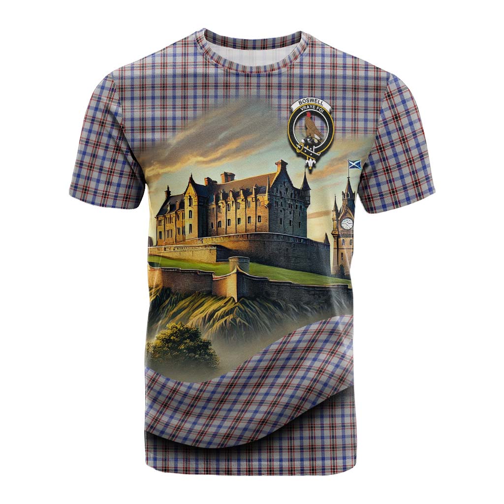 Boswell Tartan Family Crest Cotton T-shirt with Scottish Ancient Castle Style Kid's Shirt - Tartan Vibes Clothing