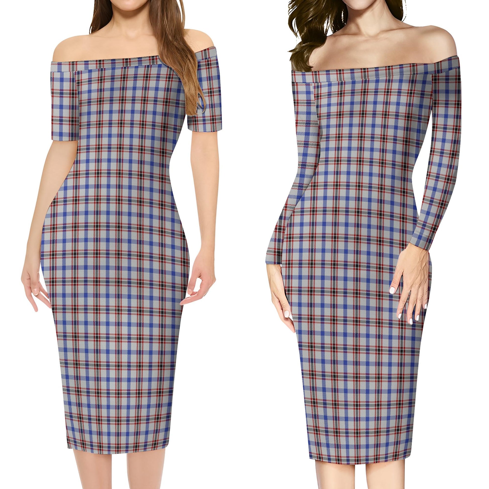 Boswell Tartan Off Shoulder Lady Dress Women's Dress - Tartan Vibes Clothing