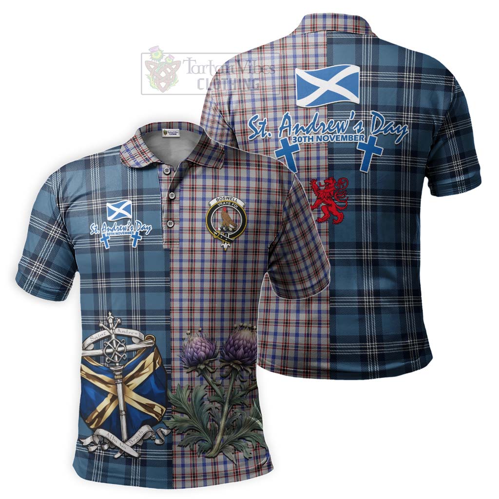 Boswell Tartan Polo Shirt Happy St. Andrew's Day Half Tartan Style Kid - Tartan Vibes Clothing