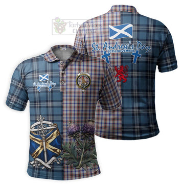 Boswell Tartan Polo Shirt Happy St. Andrew's Day Half Tartan Style Kid - Tartan Vibes Clothing