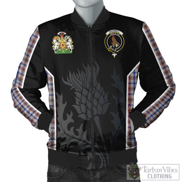 Boswell Tartan Bomber Jacket with Family Crest and Scottish Thistle Vibes Sport Style
