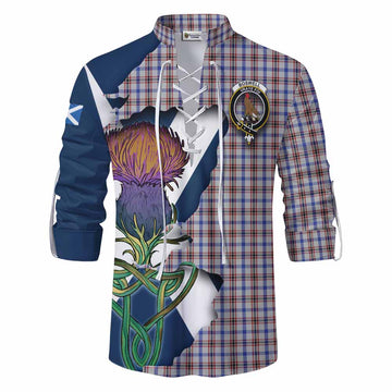 Tartan Vibes Clothing Boswell Tartan Family Crest Ghillie Kilt Shirt Scottish Thistle Celtic Inspired