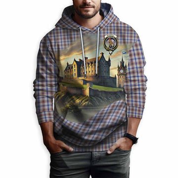 Boswell Tartan Family Crest Hoodie with Scottish Ancient Castle Style Pullover Hoodie - Tartan Vibes Clothing