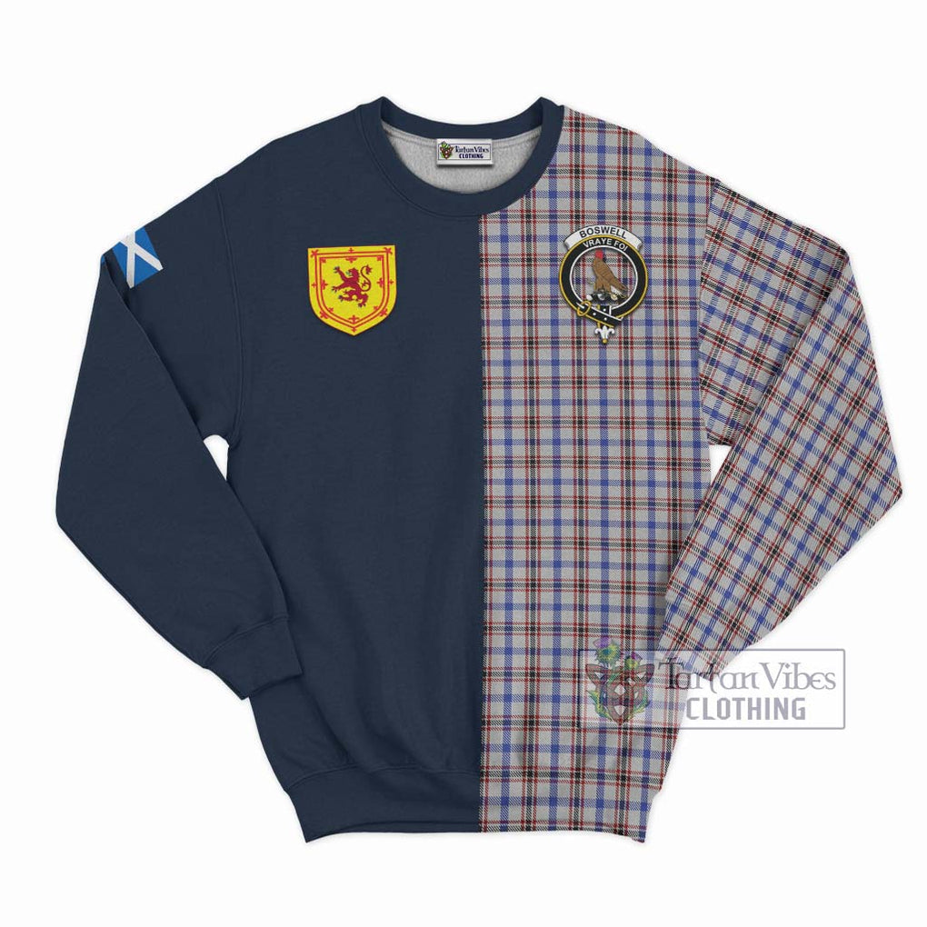 Boswell Tartan Sweatshirt Alba with Scottish Lion Royal Arm Half Style Unisex - Tartan Vibes Clothing