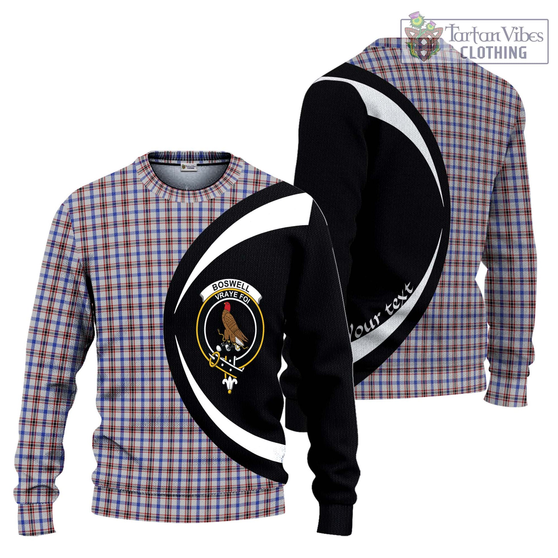 Boswell Tartan Ugly Sweater with Family Crest Circle Style Unisex - Tartan Vibes Clothing