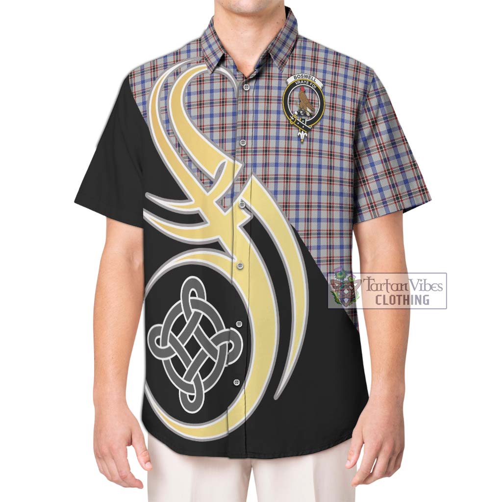 Boswell Tartan Hawaiian Shirt with Family Crest and Celtic Symbol Style Kid - Tartan Vibes Clothing