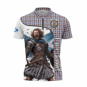 Boswell Crest Tartan Zipper Polo Shirt Inspired by the Freedom of Scottish Warrior Unisex - Tartan Vibes Clothing
