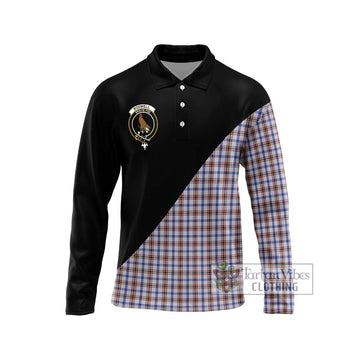 Boswell Tartan Long Sleeve Polo Shirt with Family Crest and Military Logo Style Unisex - Tartan Vibes Clothing