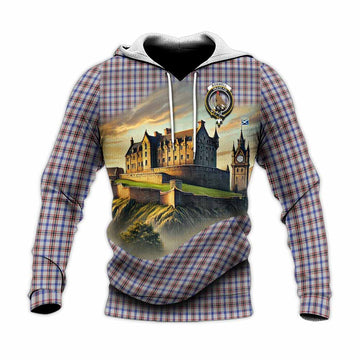 Boswell Tartan Family Crest Knitted Hoodie with Scottish Ancient Castle Style Unisex Knitted Pullover Hoodie - Tartan Vibes Clothing