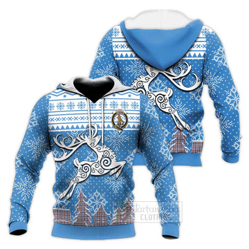 Boswell Clan Christmas Knitted Hoodie Celtic Reindeer Style Unisex Knitted Pullover Hoodie - Tartan Vibes Clothing