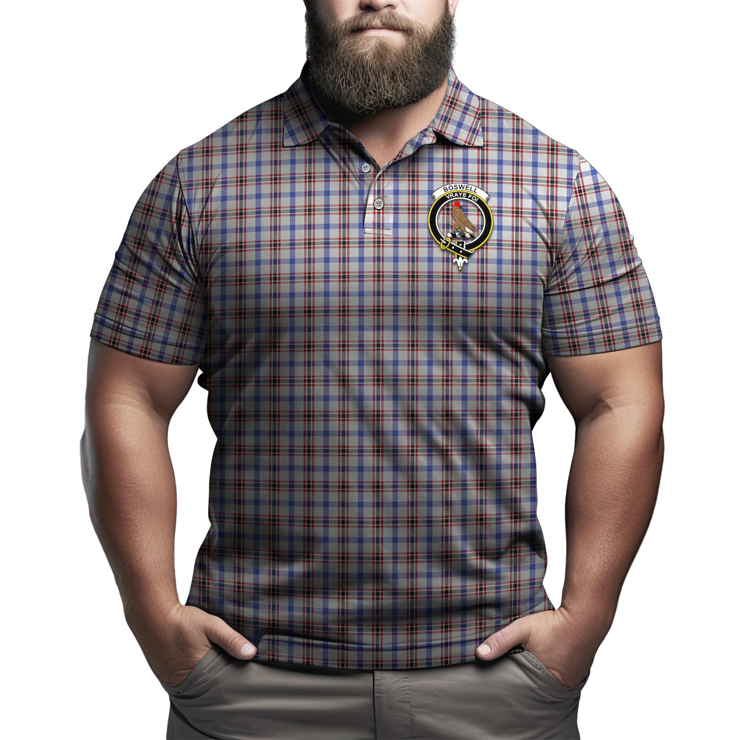 Boswell Tartan Men's Polo Shirt with Family Crest Kid - Tartan Vibes Clothing