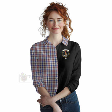 Boswell Tartan Women's Casual Shirt with Family Crest and Half Of Me Style Female - Tartan Vibes Clothing