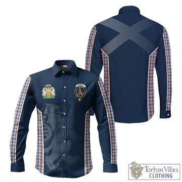 Boswell Tartan Long Sleeve Button Up Shirt with Family Crest and Lion Rampant Vibes Sport Style Men's Shirt - Tartan Vibes Clothing