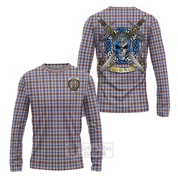 Boswell Tartan Long Sleeve T-Shirt with Family Crest Celtic Skull Style Unisex - Tartan Vibes Clothing