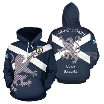 Boswell Tartan Lion Rampant Hoodie Proudly Display Your Heritage with Alba Gu Brath and Clan Name Zip Hoodie - Tartan Vibes Clothing