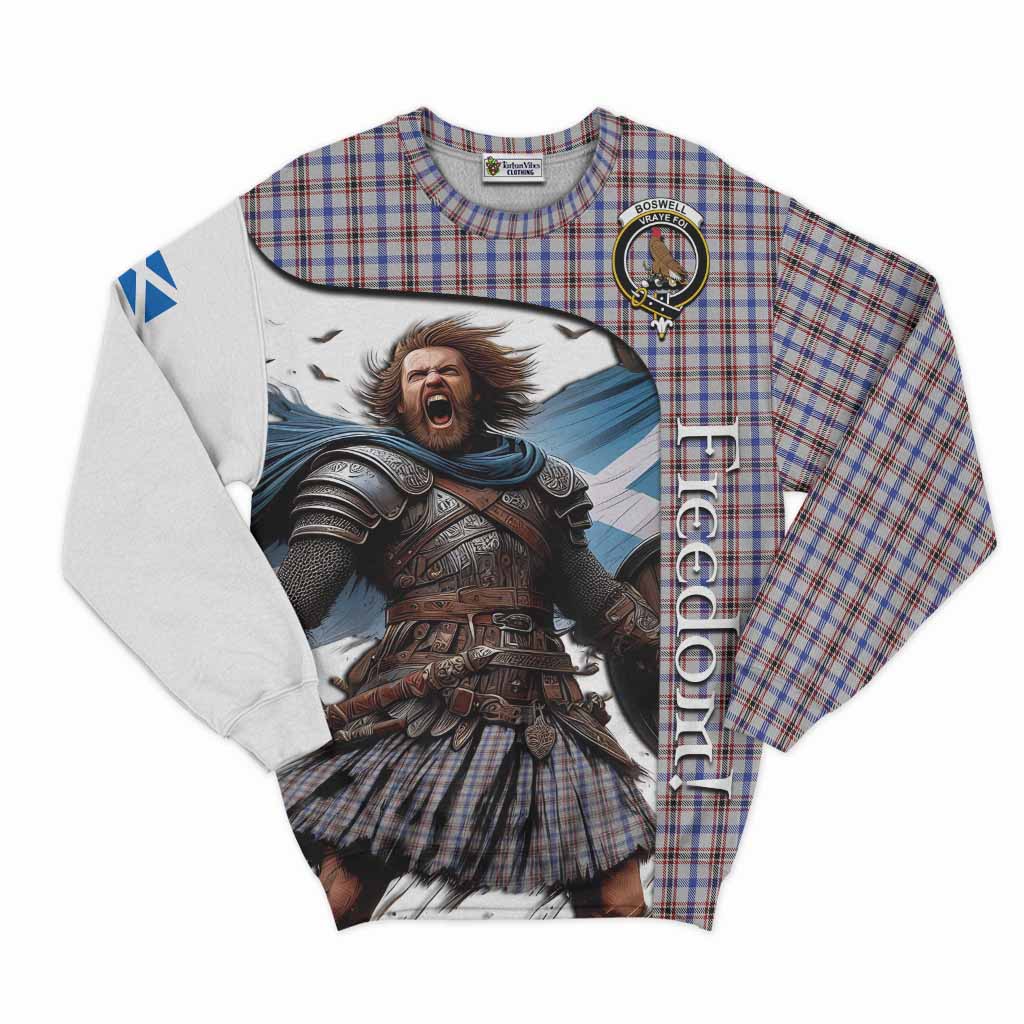 Boswell Crest Tartan Sweatshirt Inspired by the Freedom of Scottish Warrior Unisex - Tartan Vibes Clothing
