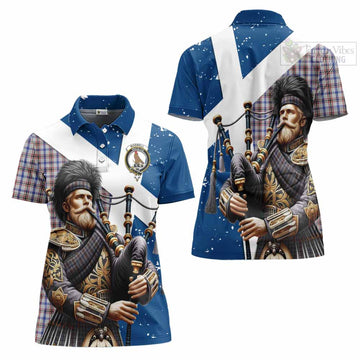 Boswell Tartan Women's Polo Shirt with Family Crest Scottish Bagpiper Vibes Women - Tartan Vibes Clothing