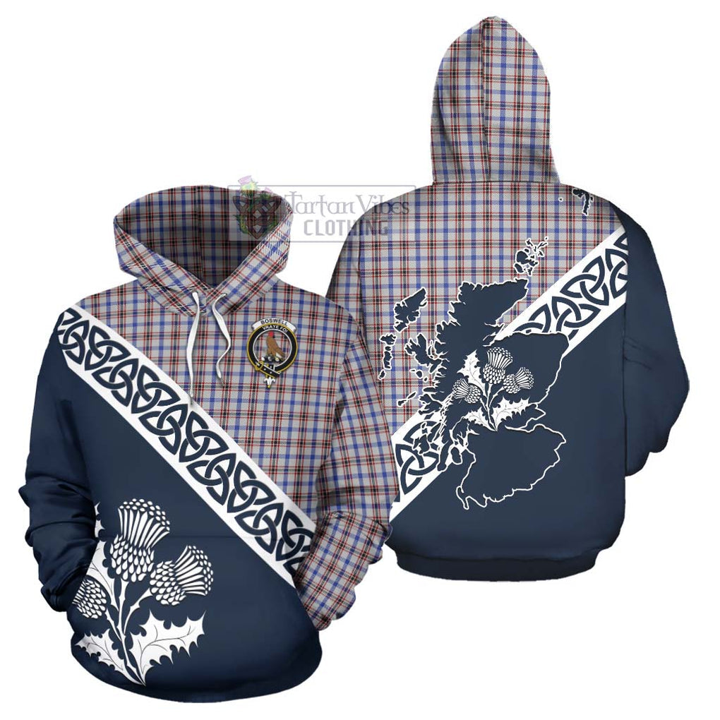 Boswell Tartan Hoodie Featuring Thistle and Scotland Map Zip Hoodie - Tartan Vibes Clothing