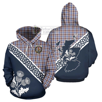 Boswell Tartan Hoodie Featuring Thistle and Scotland Map Zip Hoodie - Tartan Vibes Clothing