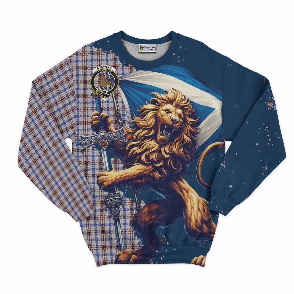 Boswell Tartan Family Crest Sweatshirt with Scottish Majestic Lion Unisex - Tartan Vibes Clothing