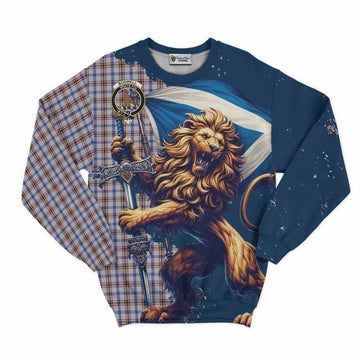 Boswell Tartan Family Crest Sweatshirt with Scottish Majestic Lion Unisex - Tartan Vibes Clothing