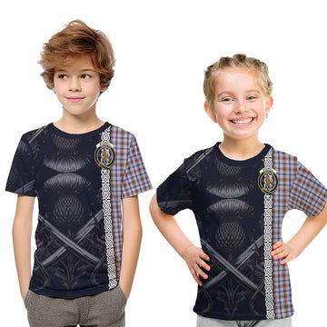 Boswell Tartan Kid T-Shirt with Family Crest Cross Sword Thistle Celtic Vibes Youth XL Size14 - Tartan Vibes Clothing
