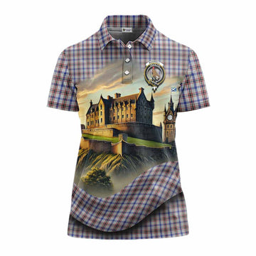 Boswell Tartan Family Crest Women's Polo Shirt with Scottish Ancient Castle Style Women - Tartan Vibes Clothing