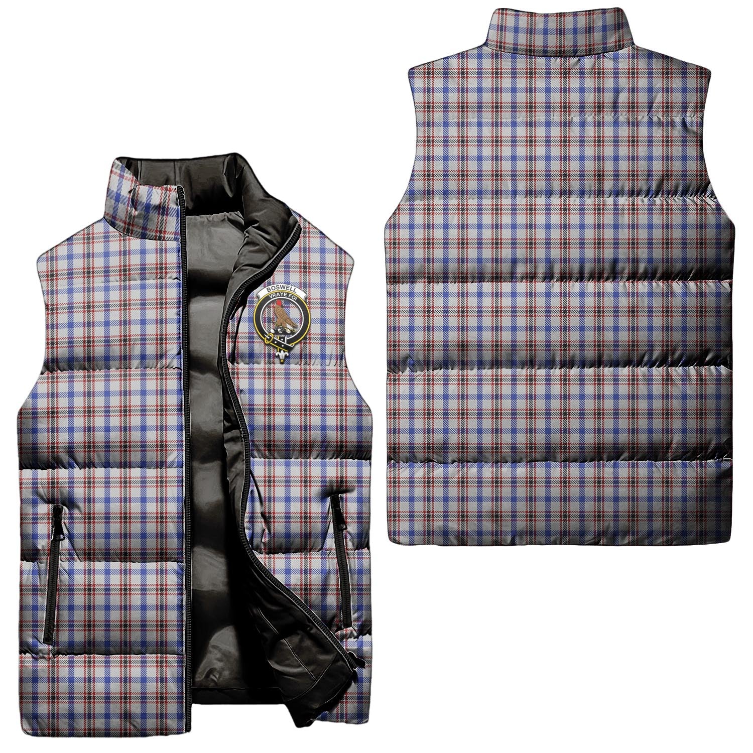 Boswell Tartan Sleeveless Puffer Jacket with Family Crest Unisex - Tartan Vibes Clothing