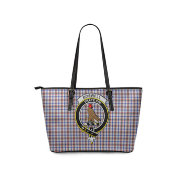 Boswell Tartan Leather Tote Bag with Family Crest