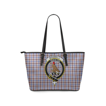 Boswell Tartan Leather Tote Bag with Family Crest - Tartan Vibes Clothing