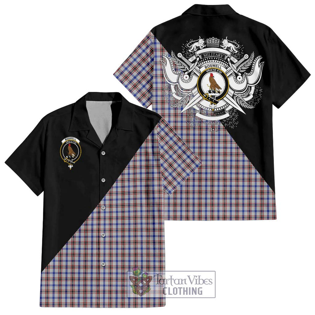 Boswell Tartan Hawaiian Shirt with Family Crest and Military Logo Style Kid - Tartan Vibes Clothing