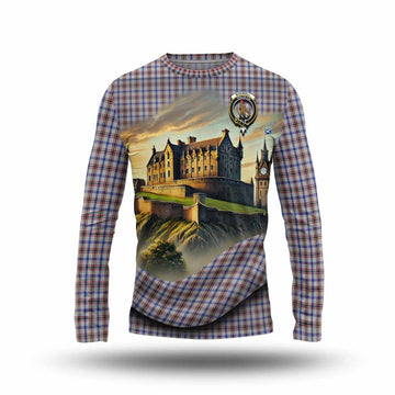 Boswell Tartan Family Crest Long Sleeve T-Shirt with Scottish Ancient Castle Style Unisex - Tartan Vibes Clothing