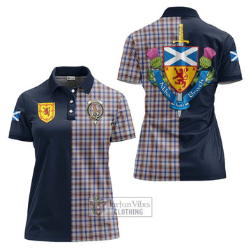 Boswell Tartan Women's Polo Shirt Alba with Scottish Lion Royal Arm Half Style Women - Tartan Vibes Clothing
