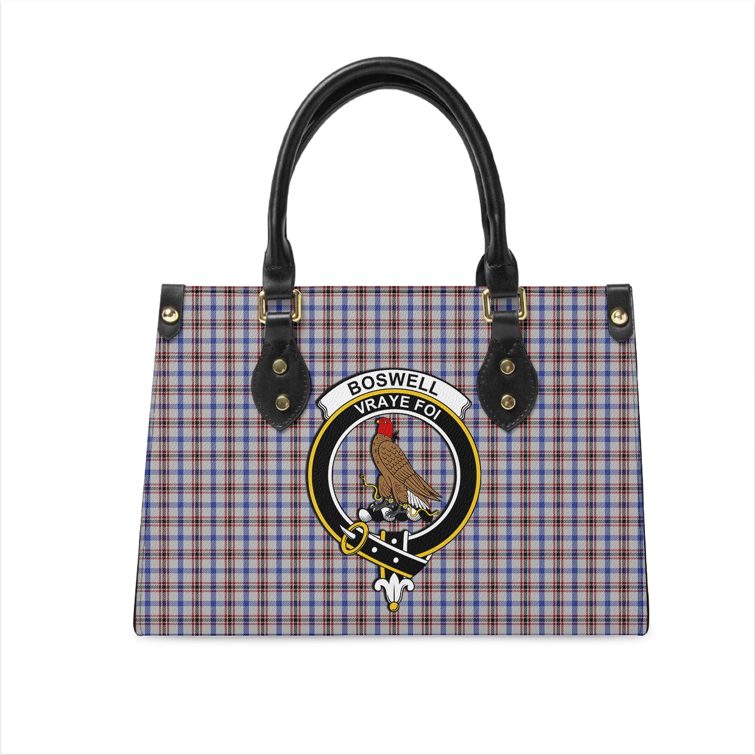 Boswell Tartan Leather Bag with Family Crest One Size 29*11*20 cm - Tartanvibesclothing