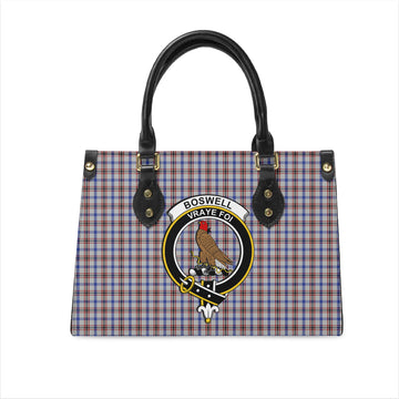 Boswell Tartan Leather Bag with Family Crest