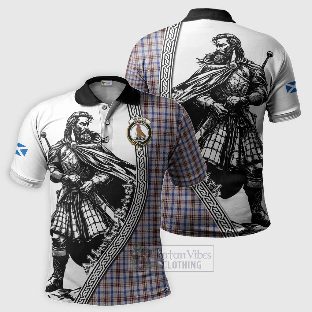 Boswell Tartan Clan Crest Polo Shirt with Highlander Warrior Celtic Style Kid - Tartan Vibes Clothing
