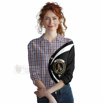 Boswell Tartan Women's Casual Shirt with Family Crest Circle Style Female - Tartan Vibes Clothing