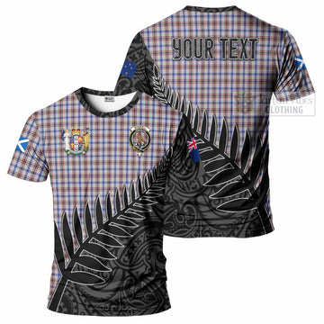 Boswell Crest Tartan T-Shirt with New Zealand Silver Fern Half Style Kid's Shirt - Tartan Vibes Clothing