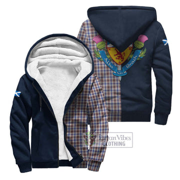 Boswell Tartan Sherpa Hoodie Alba with Scottish Lion Royal Arm Half Style Unisex S - Tartan Vibes Clothing