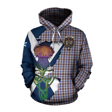 Tartan Vibes Clothing Boswell Tartan Family Crest Cotton Hoodie Scottish Thistle Celtic Inspired