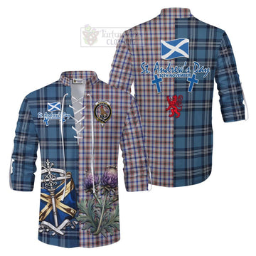 Boswell Tartan Ghillie Kilt Shirt Happy St. Andrew's Day Half Tartan Style Men - Tartan Vibes Clothing