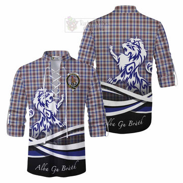 Boswell Tartan Ghillie Kilt Shirt with Alba Gu Brath Regal Lion Emblem Men - Tartan Vibes Clothing