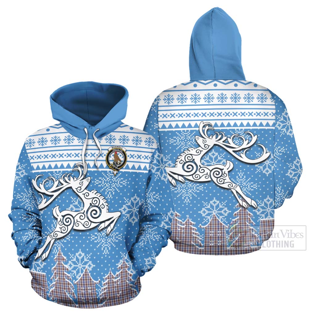 Boswell Clan Christmas Hoodie Celtic Reindeer Style Zip Hoodie - Tartan Vibes Clothing